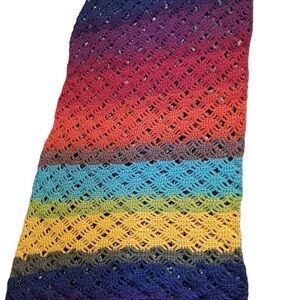 SOFT Rainbow Crochet Shawl Handmade Crochet